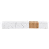 ON-TREND TV Stand with Faux Marble and Walnut Wood Grain Finish for TVs up to 88'', Modern WF320812AAK