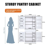 Pantry Cabinet, 71.65" Tall Storage Cabinet with Drawer, 2 Cabinets & 6 Door Adjustable W2700P300562