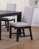 2pc Black Finish Side Chair Gray Fabric Full Back Upholstery Contemporary Transitional Style Dining B011P162544