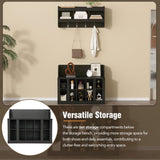 ON-TREND Shoe Storage Bench with Shelves and 4 Hooks, Elegant Hall Tree with Wall Mounted Coat Rack, WF313576AAB