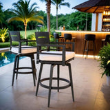 Modern Outdoor 2-Piece Swivel Bar Chairs Aluminum Frame with Ember Black, 360&deg Swivel, Ergonomic W1886P300273
