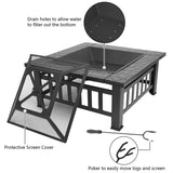 ZNTS Portable Courtyard Metal Fire Pit with Accessories Black 52194990