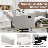 Modern Upholstered Rocker Nursery Chair Plush Seating Glider Swivel Recliner Chair, Beige 06954011