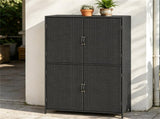 Outdoor PE Rattan Storage Cabinet with Adjustable Shelves, Anti-Tip Garden Tool Storage Shed for 42458503