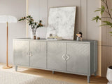 Stylish and Functional 4-Door Storage Cabinet with Pine Legs and MDF, for Living Room Bedroom,and W757P144373