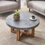 ZNTS Modern Gray Texture MDF Round Coffee Table - 31.4" Diameter.A modern retro circular coffee table W1151P209822