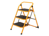3-Step Steel Step Stool with Low Handrail - Ginger Yellow, Non-Slip & Foldable, Safe for Home 02539083