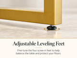 44 Inch Console Table with Storage Shelf, Modern Tempered Glass Entryway Table with Gold Metal Frame W2920P495917