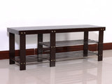 90cm Strip Type Bamboo Stool Shoe Rack with Boots Compartment Coffee 83390243
