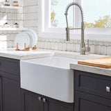 ZNTS Fireclay 30" L X 18" W Farmhouse Kitchen Sink with Grid and Strainer JY8255WH