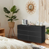 6 Drawer Double Dresser for Bedroom, Wide Storage Cabinet for Living Room Home Entryway, Black 53394625