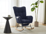 Teddy Fabric Wingback Glider Rocker & Ottoman Set, Nursery Nursing Rocking Chair with Side Storage 23736563