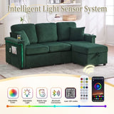 UNITED WE WIN L-Shaped Sectional Sofa with Pull-Out Storage,Ottoman & Pillows 3-Seat with USB W1568P332404