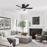 42 Inch Flush Mount Ceiling Fans with LED Light 22W and Remote Control 5 ABS Fan Blades for Bedroom W934P316651