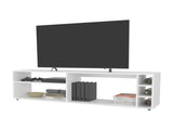 White TV Stand for 70" Screen with Open Storage and Melamine Finish B062P290263