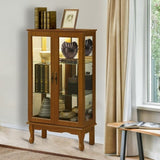 Curio Cabinet Lighted Curio Diapaly Cabinet with Adjustable Shelves and Mirrored Back Panel, 13840081