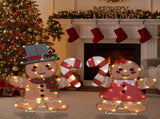 Set of 2 Lighted Gingerbread Man and Candy Cane Christmas Decorations, Pre-lit 2D Holiday Decor with 30550449