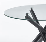 Black Dining Table with metal leg and glass,Modern Space Saving Kitchen Table for Living W234P311866
