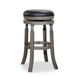 30" Bar Stool, Weathered Gray Finish, Black Leather Seat B04660735
