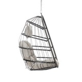 ZNTS Outdoor Wicker Rattan Swing Chair Hammock chair Hanging Chair with Aluminum Frame and Grey Cushion W34965380