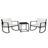 ZNTS Single 2pcs Coffee Table 1pc Exposed Rocking Chair Three-Piece Set Black 86452493