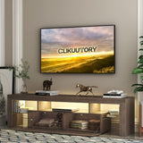 DFW Modern LED TV Stand with Large Storage Drawer for 40 50 55 60 65 70 75 Inch TVs, Brown Wood W2301P308472