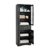 ZNTS Tall Bathroom Storage Cabinet, Cabinet with Four Doors and Drawers, Adjustable Shelf, MDF Board, N725P186649B