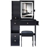 Small Size Left Drawer Desktop Vanity Table Cushioned Stool, 2 AC2 USB Power Station, Hair dryer W936P202460