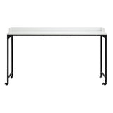 ZNTS White Finish Multipurpose Over the Bed Desk with Adjustable Height, Metal Legs with Casters, Overbed B011P244980