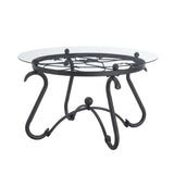 ZNTS 2 Piece Tempered Glass Surface Coffee Table Set, Decor Coffee Table Round End Side Table with Sturdy W2167P168793