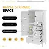 Tall and Wide Storage Cabinet with Doors for Bathroom/Office/Living Room/Indoor, Four Drawers of 99468451