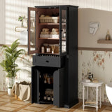67.57" Tall Bathroom Storage Cabinet with Tempered Glass Doors, Adjustable Shelves & Drawer Modern N729P310006B