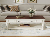 Farmhouse Coffee Table with One Drawer, Easy Assembly, Retro Movable Rectangular Cocktail Table with 77948560