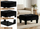 Small Footstool Ottoman with Thick Cushion, Angled Legs, Hidden Storage Compartment, Ink Black 77219682