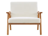 Solid Wood Armrest Teddy Velvet Simple Single Indoor Lounge Chair Backrest Creamy-White 76732988