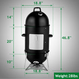 ZNTS Vertical Steel Charcoal Smoker, Heavy Duty Three Layer Round BBQ Grill Smokey Mountain Cooker for 11838107