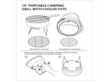 Brand 10" Portable Camping Charcoal Grill with Cooler Bag, Black, Nylon 68445683