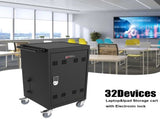 Mobile Charging Cart and Cabinet for Tablets Laptops 30-Device With Combination Lock--Black W110258997