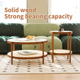 Modern Farmhouse Living Room Coffee Table Set, Stylish and Elegant Nesting Round Wooden Table,Side W2105P210284