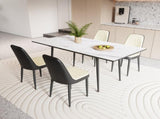 47"-63" expandable dining table set for 2-6 people, equipped with PU fabric thick cushioned dining 84643005