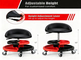 Height Adjustable Rolling Mechanic Stool with Backrest & 2 Removable Tool Trays, 360&deg Swivel 51592296
