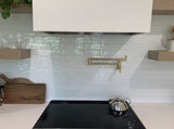 Gold Pot Filler Faucet Wall Mount Kitchen Folding Faucet with Double Joint Swing Arms, Two Handle 25957529