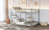 ZNTS Full over Full Metal Bunk Bed, Low Bunk Bed with Ladder, Silve 35681571