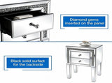 () 2-Drawer MDF Bedside Table with Mirror Finish 16.2*13*24.8in Silver 57490002