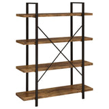 ZNTS Antique Nutmeg and Black 4-Tier Open Back Bookcase B062P153768