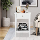 Two-layer Bedside Cabinet Coffee Table with Drawer White 28295654