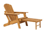 Outdoor Wooden Folding Adirondack Chair with Retractable Ottoman, Pre-Assembled BackRest & 94808483