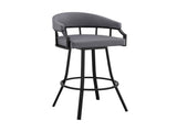 Palmdale 30" Swivel Slate Gray Faux Leather and Black Metal Bar Stool B2736P268591
