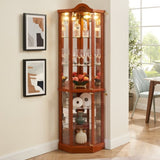 Glass Cabinet Lighted Corner Cabinet Corner Display Curio Cabinet, Glass Display With W2275P177192