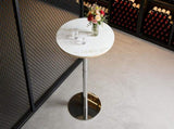 Rock slab circular tabletop non adjustable bar table, bar table with silver legs W1512P612957